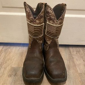 Ariat square toe work boot.